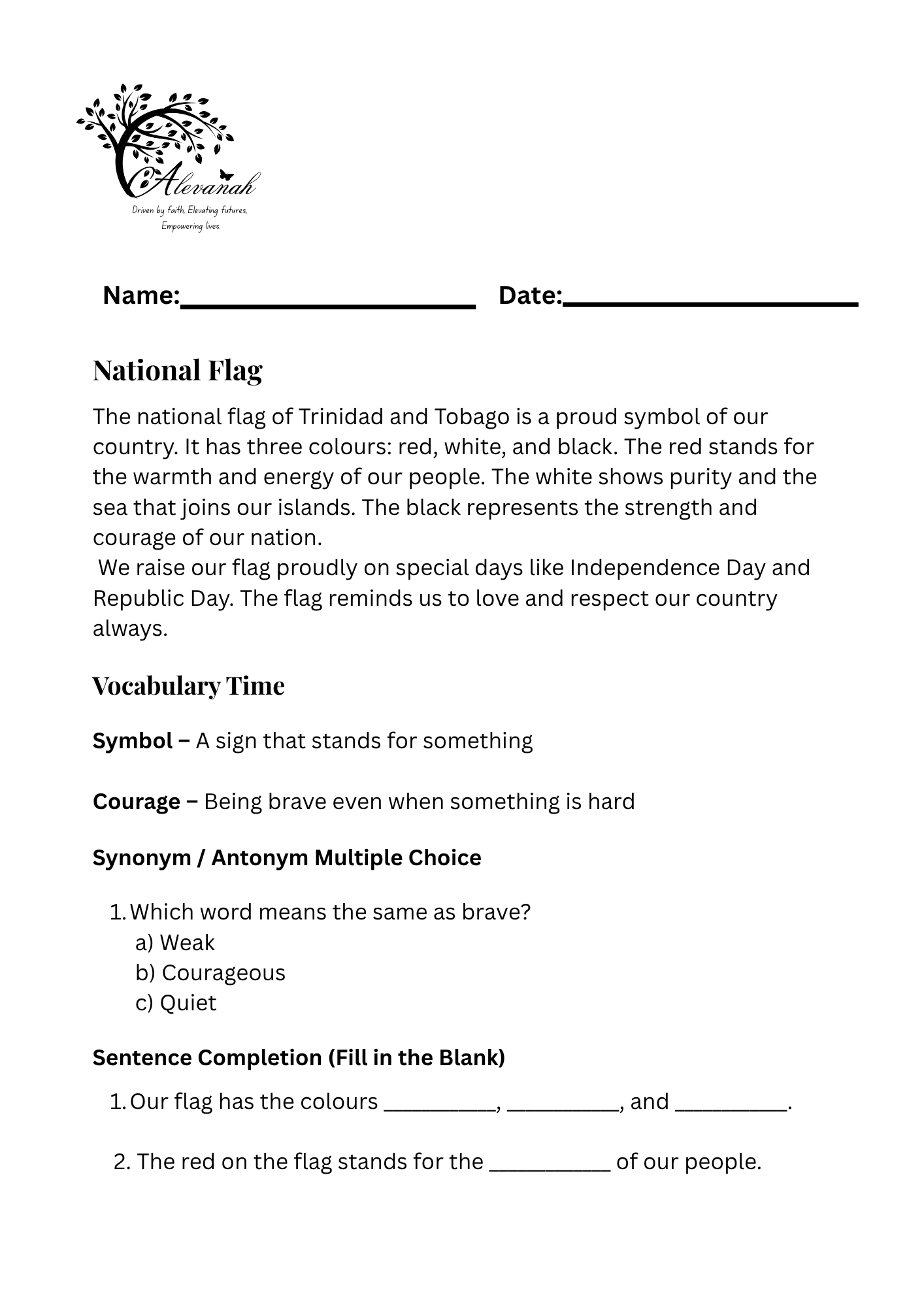 National Stories -  Standard One