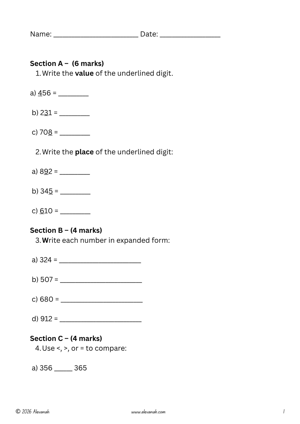 Standard 2 Mathematics - Weekly Practice Test - Test 2