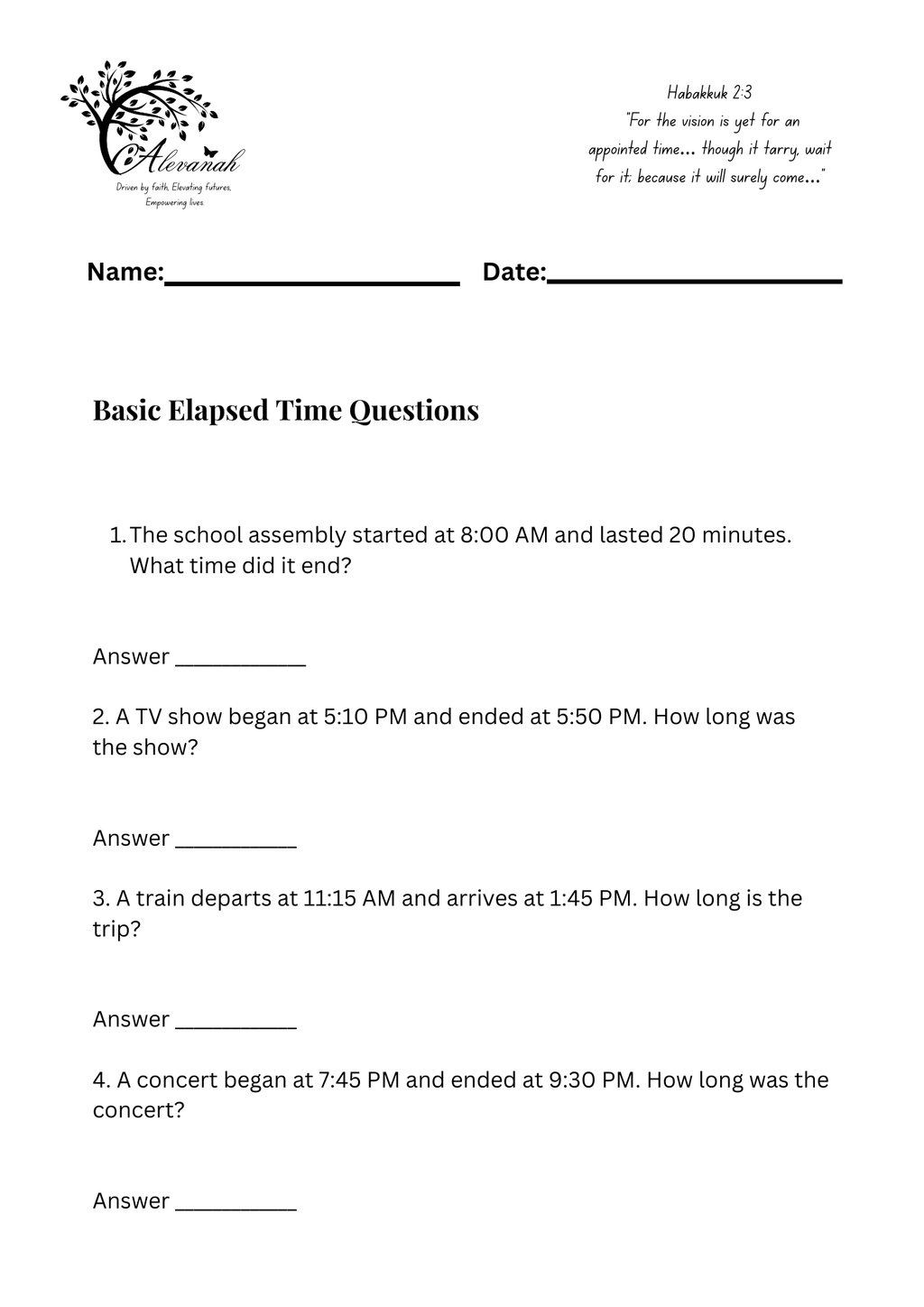 Time Smart! – Telling Time Worksheets (Standard 2–3)