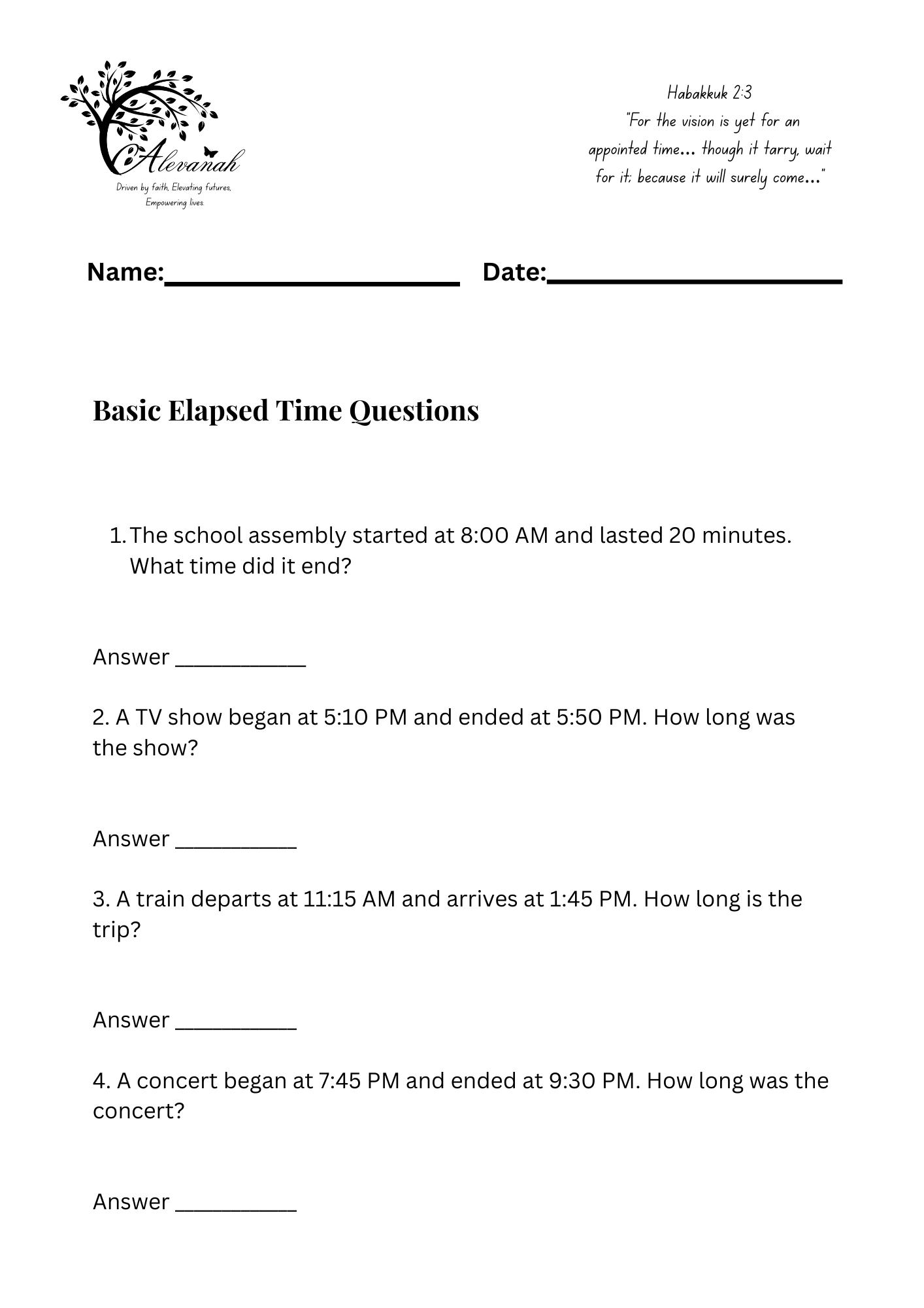 Time Smart! – Telling Time Worksheets (Standard 2–3)