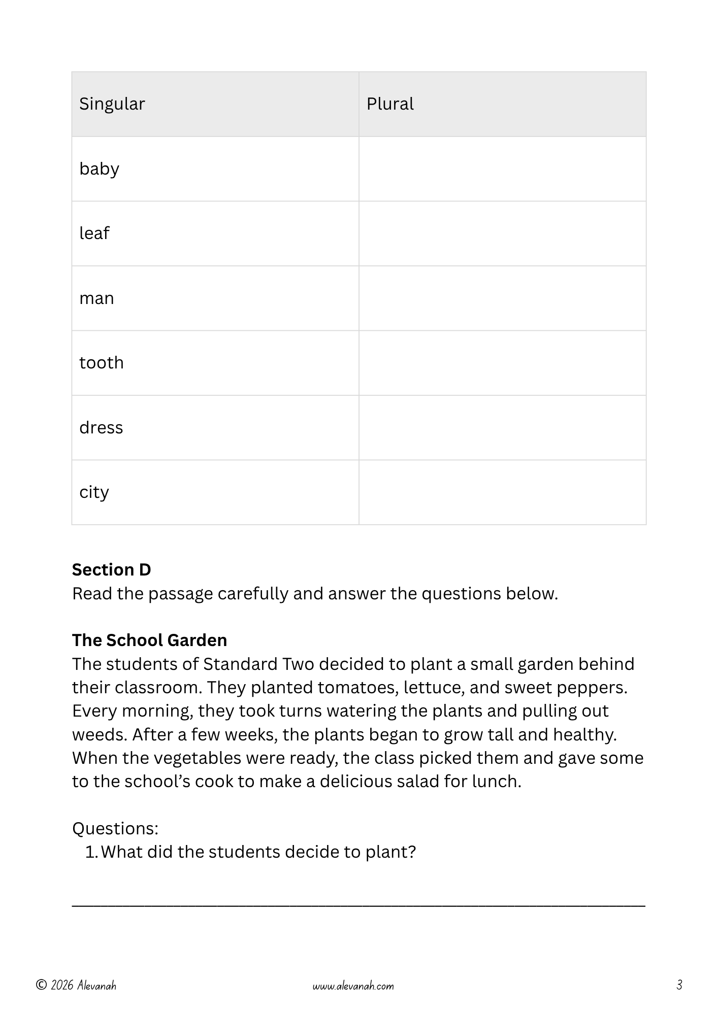 Standard 2 ELA Weekly Practice Test - Test 1